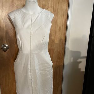 J Crew White Sleeveless sheath dress w/ pockets size 4